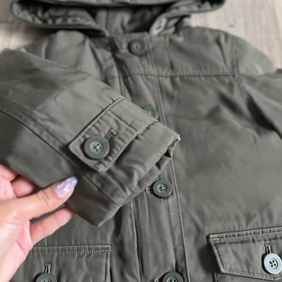 GAP Olive Green Water Resistant Parka Coat Jacket Size 4 - Picture 2 of 6